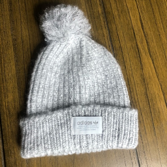 adidas Accessories - Adidas light gray Pom Pom cozy beanie adidas logo
